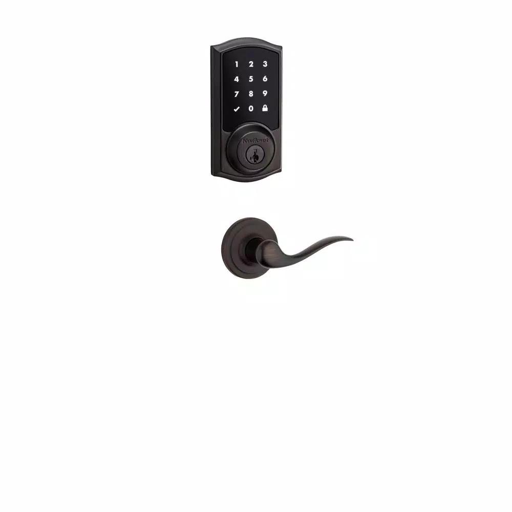 Kwikset Premis Apple HomeKit Smart Deadbolt with Tustin Hall/Closet Lever, Venetian Bronze