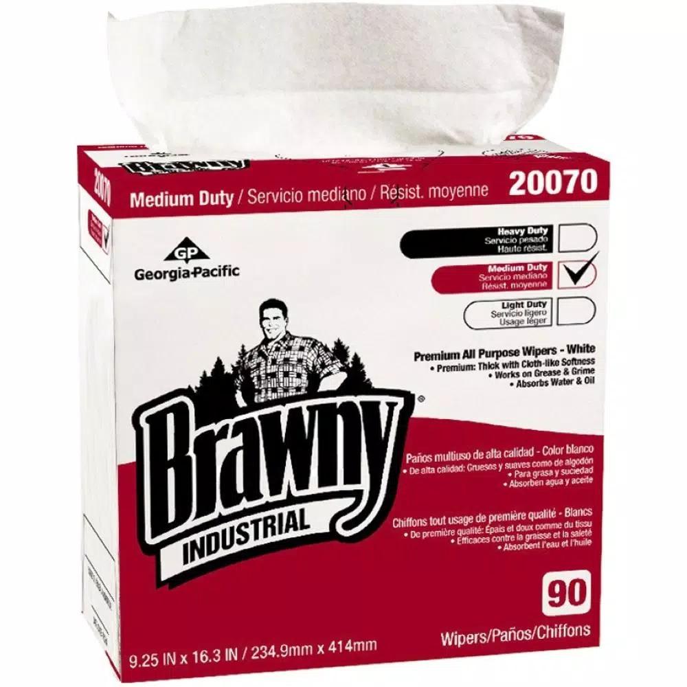 Georgia-Pacific D400 White Disposable Cleaning Wipes, Double Crepe, 90-Count Tall Box
