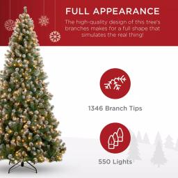 Best Choice Products 7.5 ft. Pre-Lit Flocked Artificial Christmas Tree with 550 Warm White Lights and Pinecones thumbnail 5