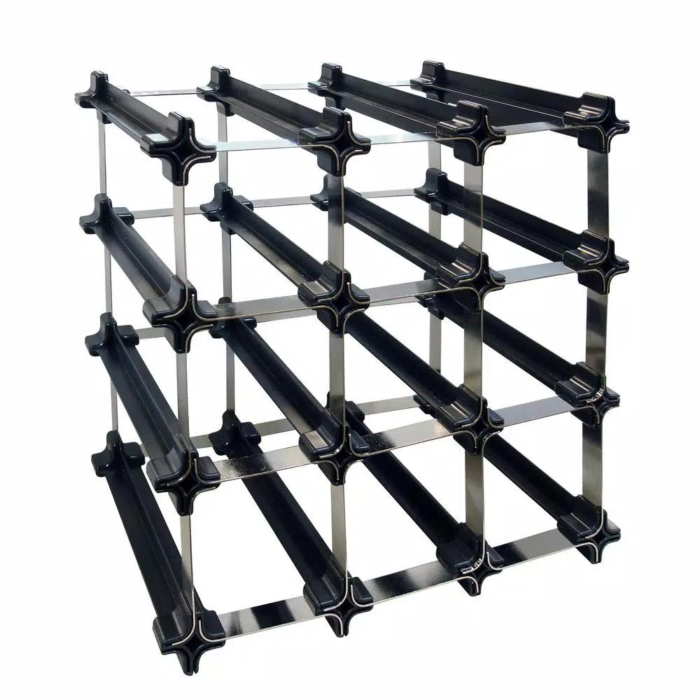 Epicureanist Snap and Stack Modular 12-Bottle Wine Storage Rack - Black