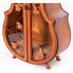 Vintiquewise Antique Brown Violin Shaped Wooden Wine Rack - 53.5 inch Floor Wine Cabinet with Acrylic Doors thumbnail 6