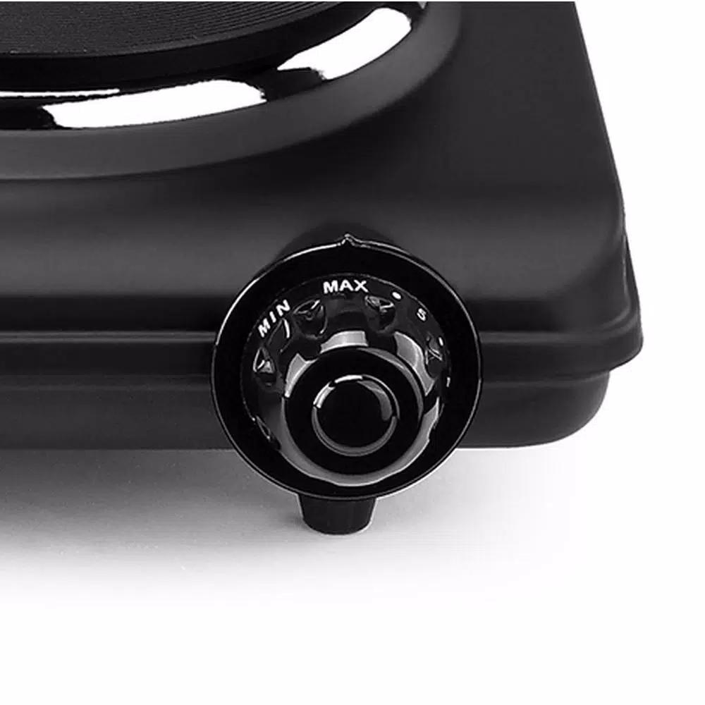 Continental Electric Portable 2-Burner Black Hot Plate with Cast Iron Plates and Adjustable Temperature Controls