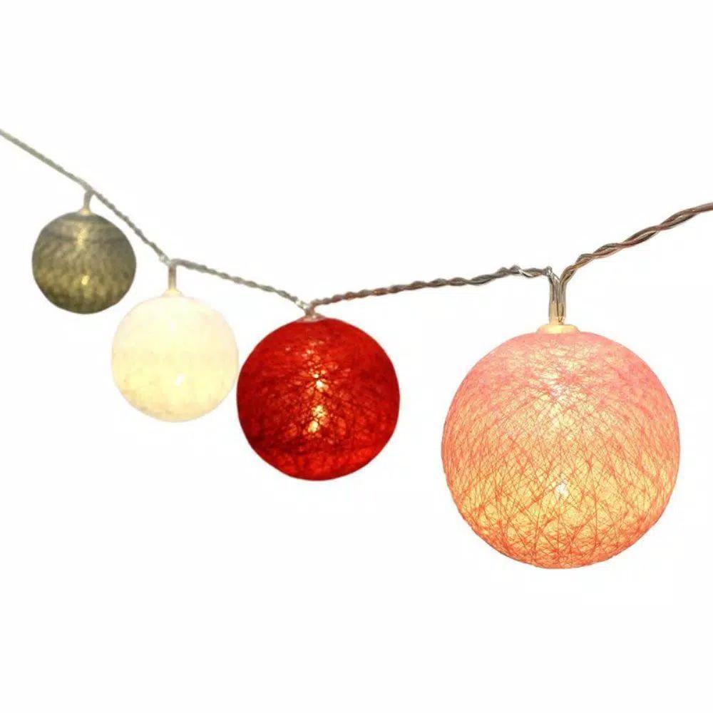 ALEKO 7 ft. 20-Light LED Multi-Color Cotton Ball String Lights, Battery Operated