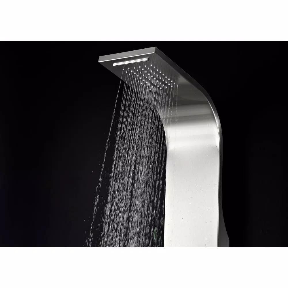 ANZZI Anchorage 60 in. 2-Jet Full Body Shower Panel System with Heavy Rain Head & Spray Wand, Brushed Steel