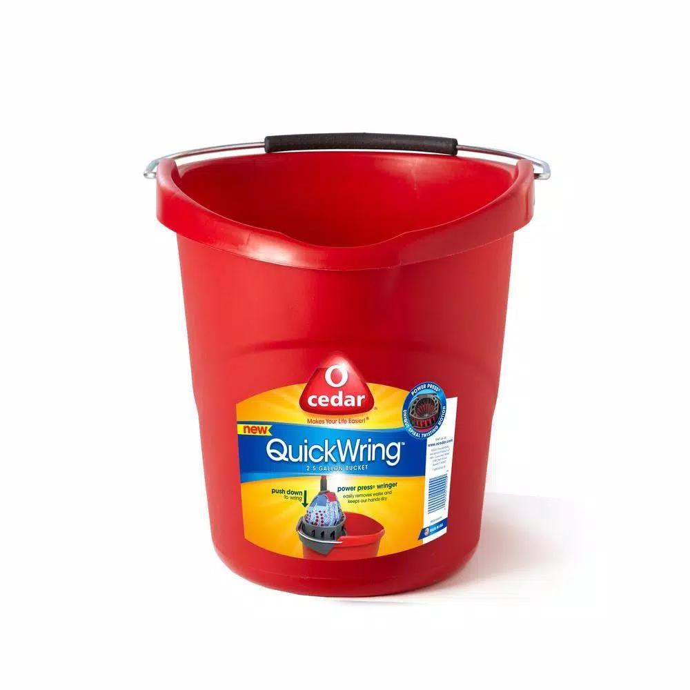 O-Cedar 2.5 Gal. Quick Wring Bucket with Easy Wringer System, Red