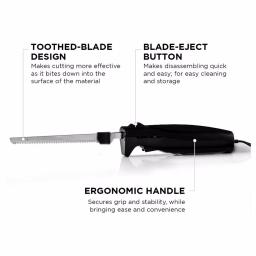 Ovente 17.5 in. Stainless Steel Electric Kitchen Knife with Sheath and Safety Button thumbnail 6