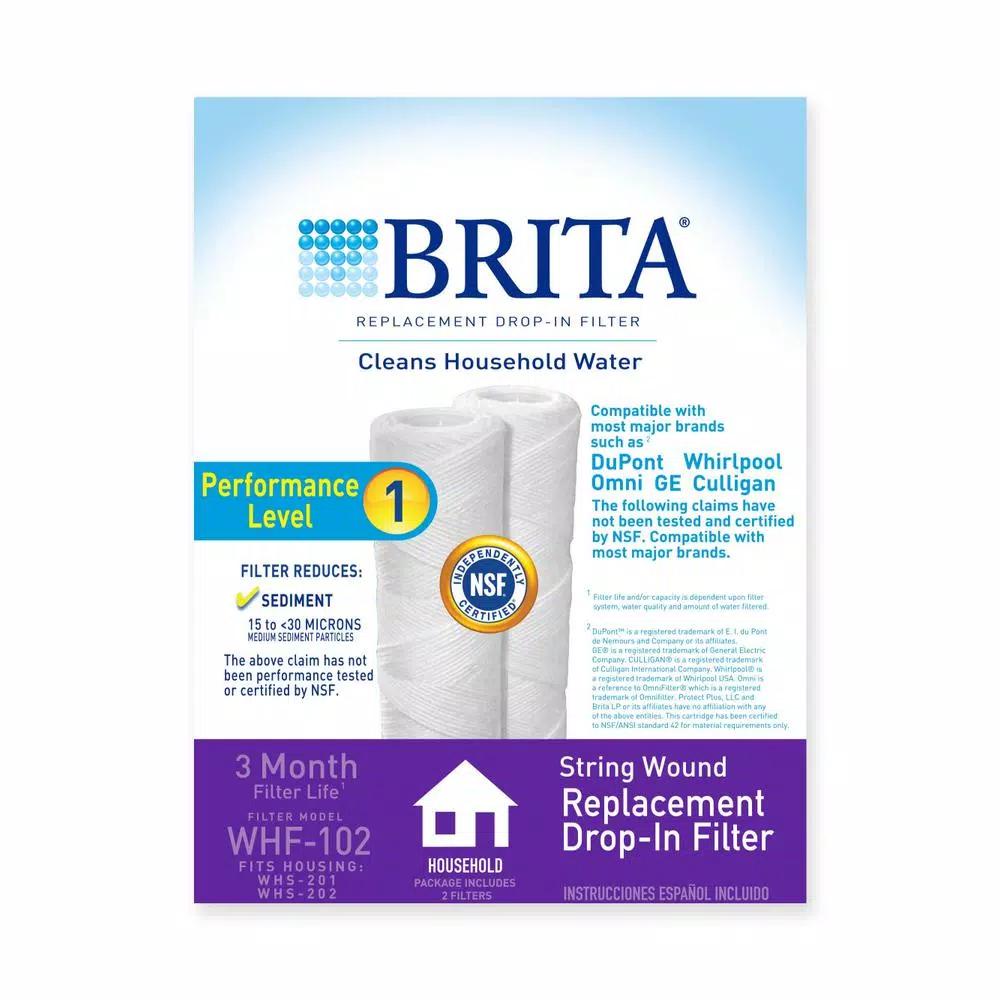 Brita Universal String Wound Whole House Water Filter Cartridge, 15 Micron, 2-Pack