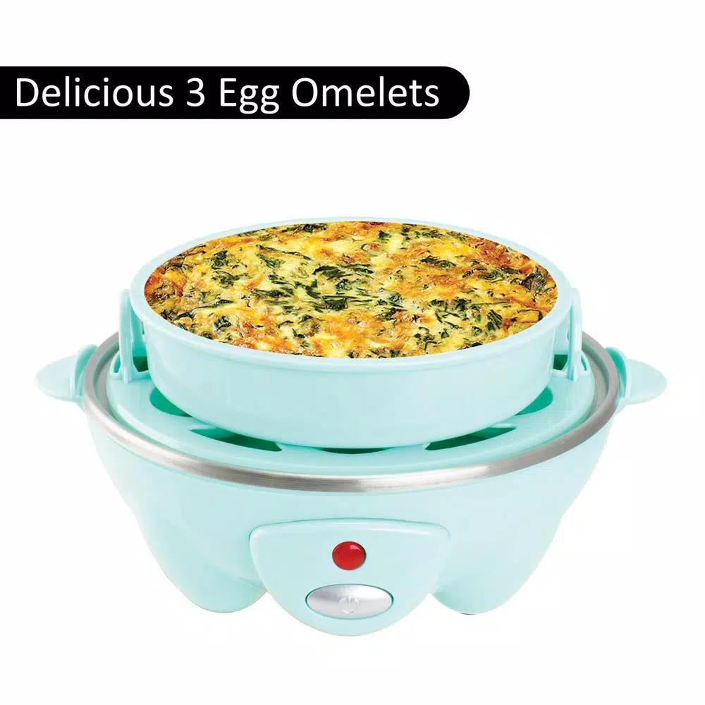 Brentwood 7-Egg Blue Electric Egg Cooker with Auto Shutoff, Poaching Tray & Omelet Maker