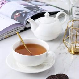 MALACASA White Porcelain Tea for One Set - 3 Piece Teapot, Teacup and Saucer Set thumbnail 3