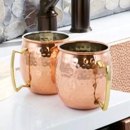 Gibson Elite 18 oz. Hammered Brass Copper Mule Mugs, 8-Piece Set thumbnail 5