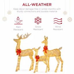 Best Choice Products 60 in. LED Metal Reindeer Family Christmas Yard Decoration, 3-Piece Set with Warm White Lights thumbnail 5