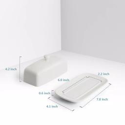 Sweese White Porcelain Butter Dish with Cover, 4 oz. Rectangular Butter Keeper for American Size Sticks thumbnail 2