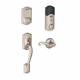 Schlage Sense Smart Deadbolt with Right-Handed Flair Lever Handleset, Satin Nickel thumbnail 1