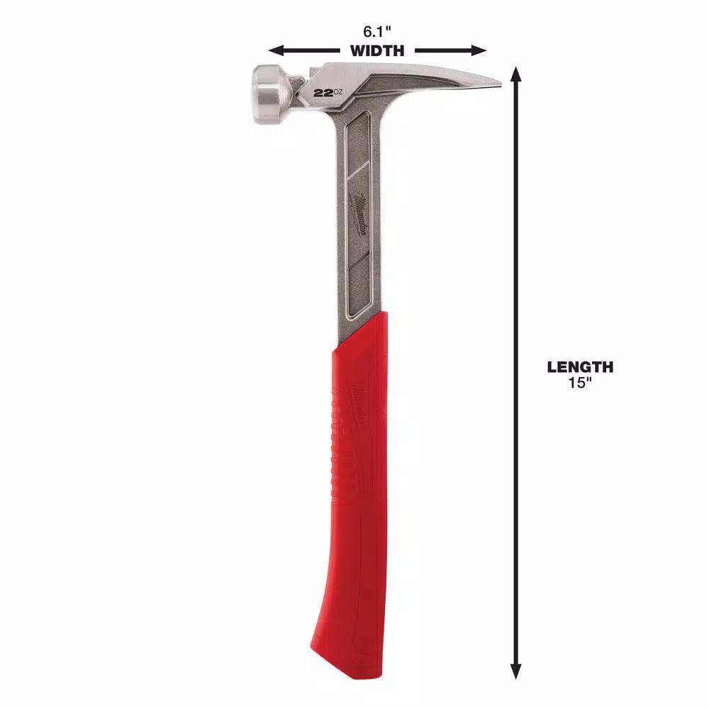 Milwaukee 22 oz. Smooth Face Framing Hammer with Hammer Loop and Shockshield Grip
