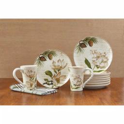 Park Designs Wintertime Multicolor Ceramic Salad Plate Set, Assorted Hydrangea and Magnolia Designs (Set of 4) thumbnail 4