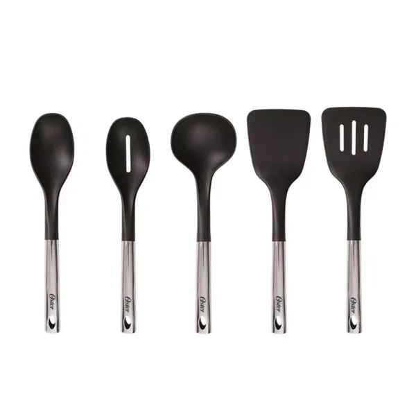 Oster Kitchen Bliss 5-Piece Black Nylon and Stainless Steel Kitchen Utensil Set