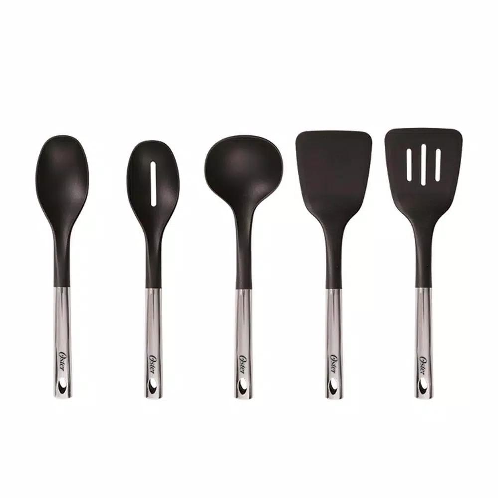 Oster Kitchen Bliss 5-Piece Black Nylon and Stainless Steel Kitchen Utensil Set