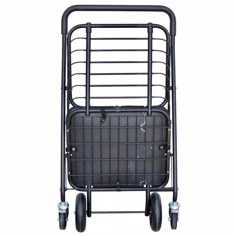Milwaukee Heavy-Duty Steel Shopping Cart with Accessory Basket, Black