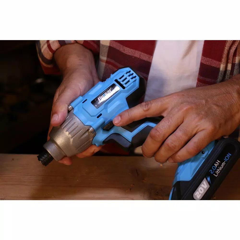 Pulsar 20V Cordless 1/4 in. Hex Impact Driver Kit with 2 Ah Battery and Charger