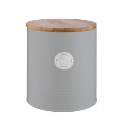 Typhoon Living Gray Cookie Tin with Sustainable Bamboo Lid - 114 oz Carbon Steel Cookie Jar thumbnail 3