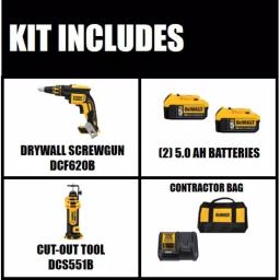 DEWALT 20V MAX XR Brushless Cordless Drywall Screw Gun Kit with (2) 5.0Ah Batteries & Cut-Out Tool thumbnail 2