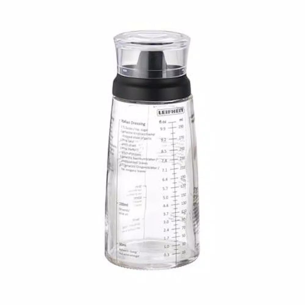 HOUSEHOLD ESSENTIALS Leifheit Glass Salad Dressing Shaker with Lid and Measurement Markings, 10.1 oz