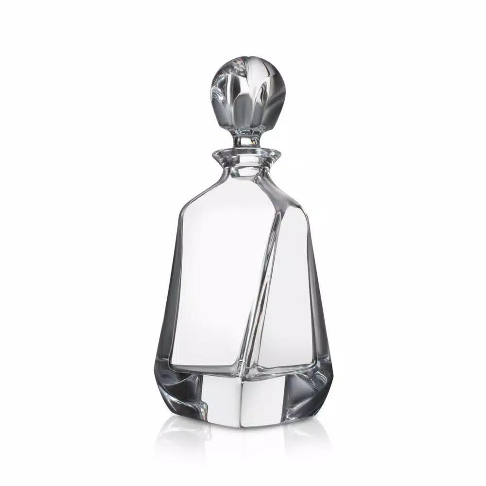 JoyJolt Aurora Crystal Whiskey Decanter, 25.3 oz Square Glass Decanter with Stopper
