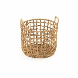 Zentique Handmade Round Water Hyacinth Wicker Basket with Handles - Medium thumbnail 1