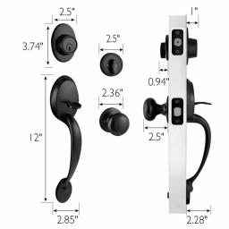 Design House Coventry Matte Black Entry Door Handleset with Cambridge Interior Knob and Single Cylinder Deadbolt thumbnail 4