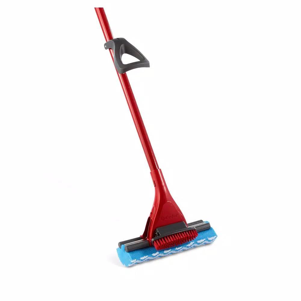 O-Cedar Microfiber Power Scrub Roller Mop with Triple-Action Sponge and Scrubbing Brush