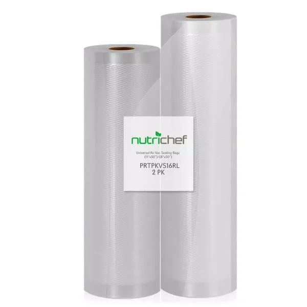 NutriChef Universal Vacuum Sealer Bags, Multi-Layered Food-Grade Rolls, 100 ft. Total Length