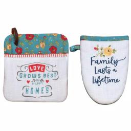 Kay Dee Lisa Audit Country Cotton Fresh Kitchen Textile Set of 4 - Floral Watercolor Design thumbnail 2
