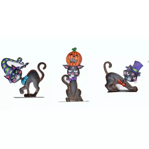 Worth Imports 7 in. to 14 in. Metal Halloween Black Cat Decor Set of 3