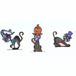 Worth Imports 7 in. to 14 in. Metal Halloween Black Cat Decor Set of 3 thumbnail 1