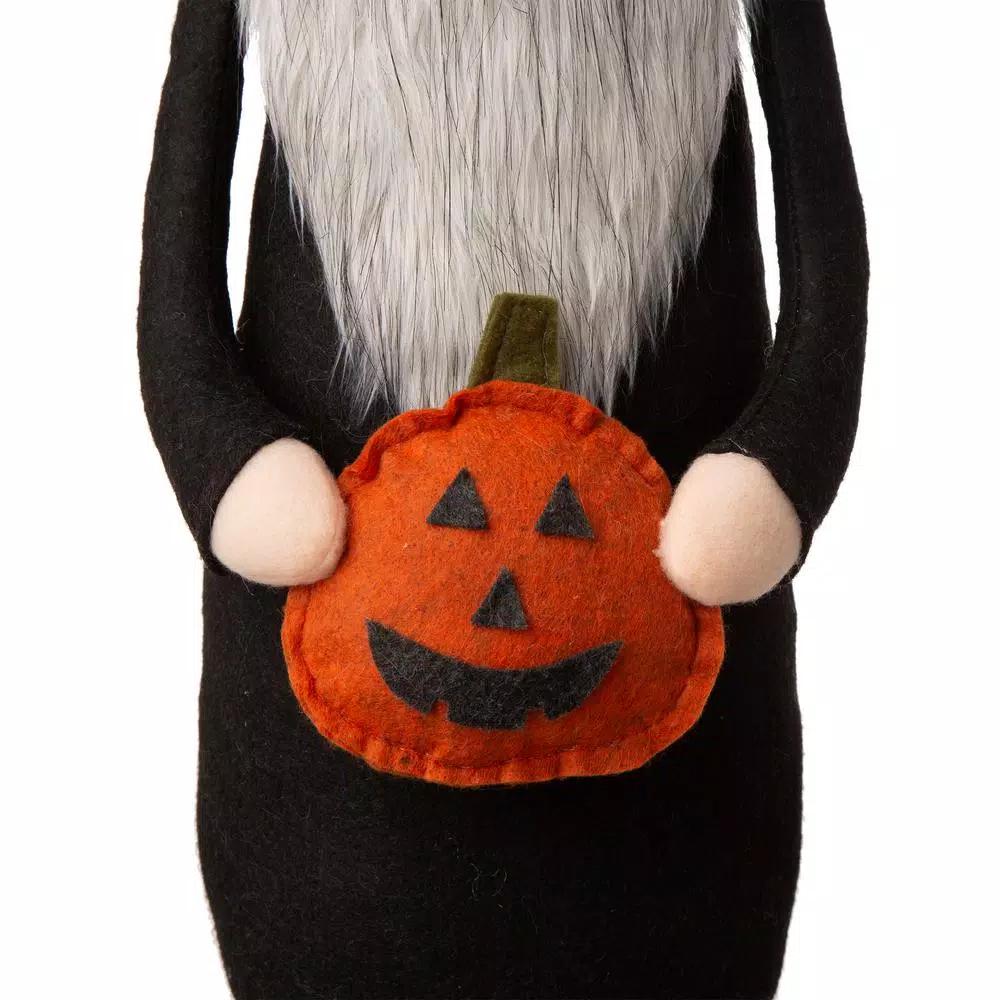 Glitzhome 28 in. Halloween Fabric Gnome Standing Decor with Posable Hat and Faux Fur Beard