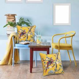 LR Home Scenic Yellow Floral Birds Throw Pillow - 20 x 20 in. Cotton Square Accent Pillow thumbnail 8