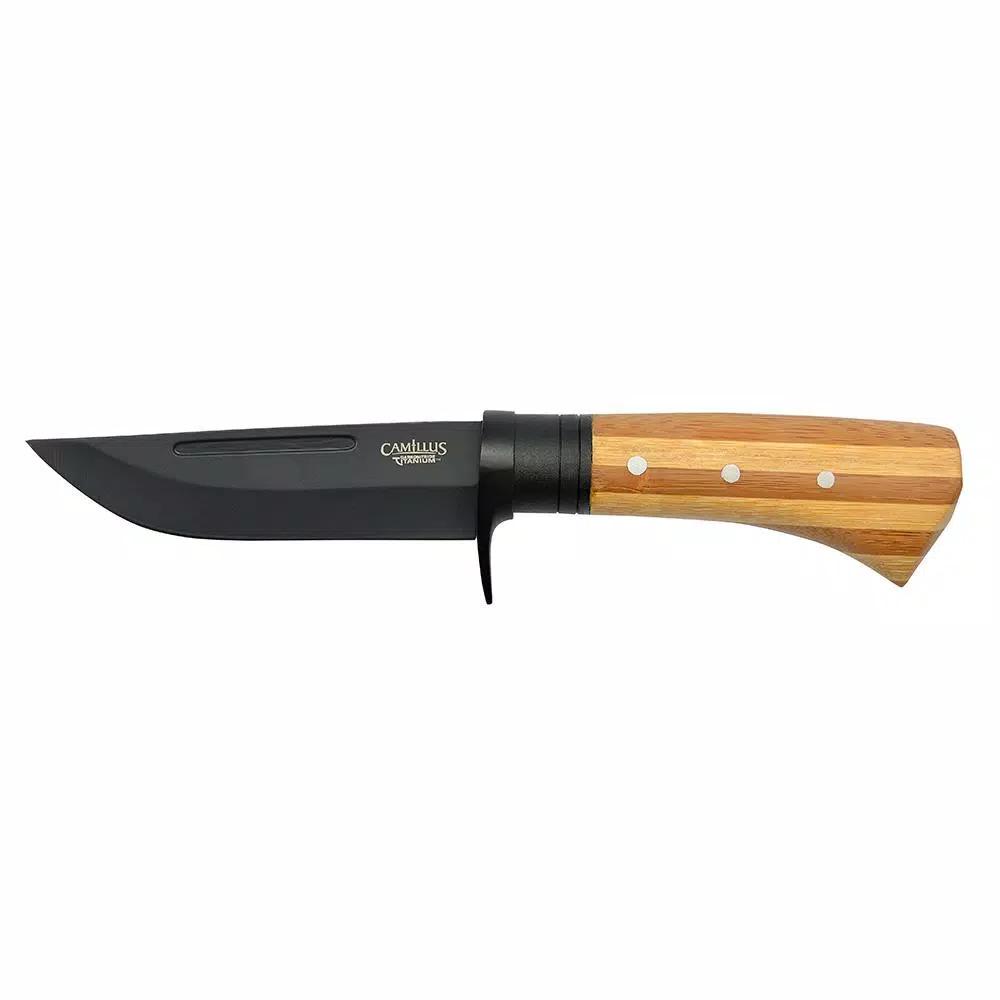 Camillus 9.75 in. Fixed Blade Knife with Carbonitride Titanium AUS-8 Steel and Bamboo Handle