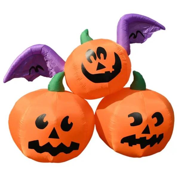 ALEKO's 6 ft. Pre-Lit Winged Jack-O-Lantern Trio Halloween Inflatable Decor