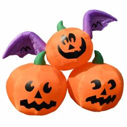 ALEKO's 6 ft. Pre-Lit Winged Jack-O-Lantern Trio Halloween Inflatable Decor thumbnail 1