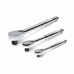 TEKTON SRH91001 3-Piece Ratchet Set, 1/4 in., 3/8 in., and 1/2 in. Drives, 90-Tooth thumbnail 1