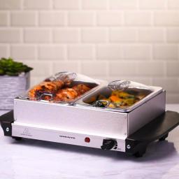Ovente 2.1 qt. Electric Buffet Server, Stainless Steel Chafing Dish with 2 x 1L Warming Pans and Lids thumbnail 7