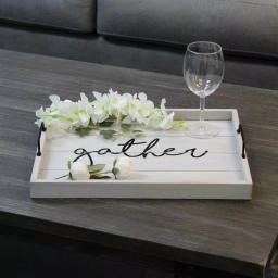 Elegant Designs Gather Gray Wash Decorative Wood Serving Tray with Black Metal Handles thumbnail 8