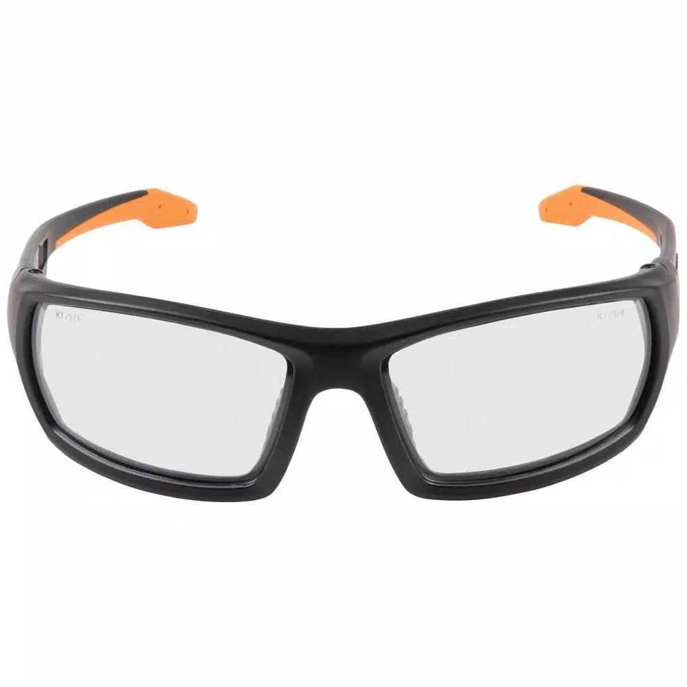 Klein Tools Professional Safety Glasses, Clear Polycarbonate Lens, Black/Orange Frame