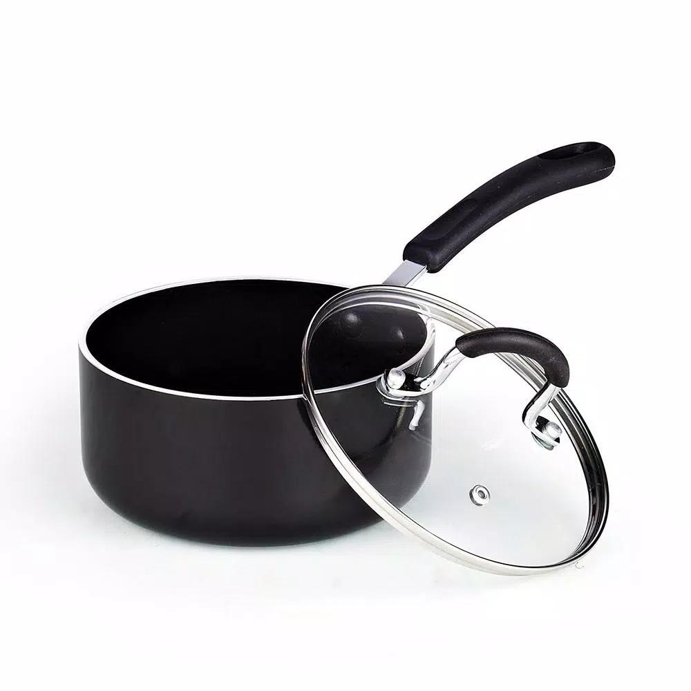 Cook N Home 8-Piece Aluminum Nonstick Cookware Set, Black