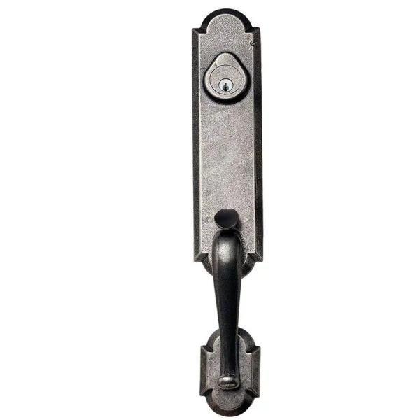 Delaney Hardware Sandcast Collection Castille Aged Pewter Single Cylinder Deadbolt Entry Handleset with Tulum Knob