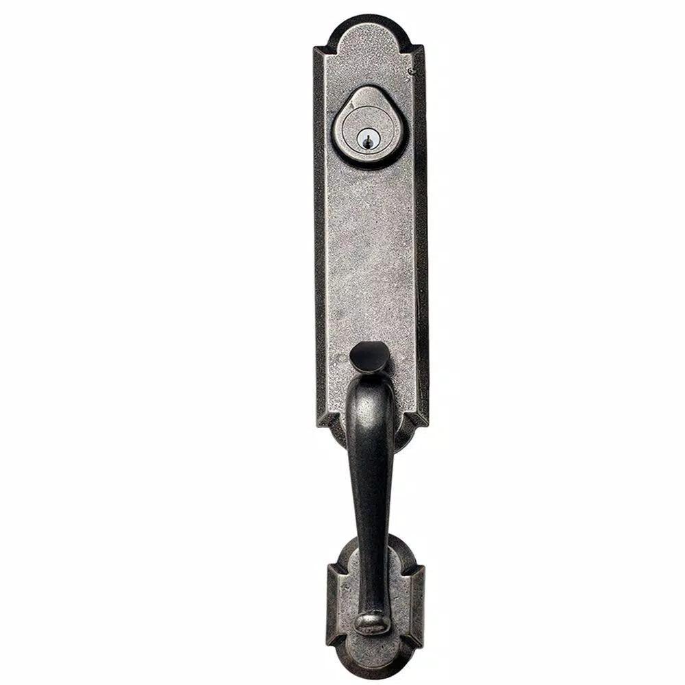 Delaney Hardware Sandcast Collection Castille Aged Pewter Single Cylinder Deadbolt Entry Handleset with Tulum Knob