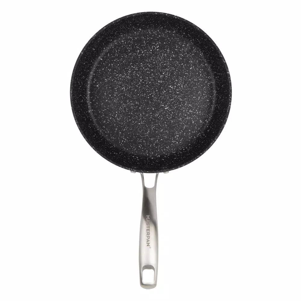 MasterPan Granite Ultra 11 in. Cast Aluminum Nonstick Ceramic Frying Pan, Black Marble
