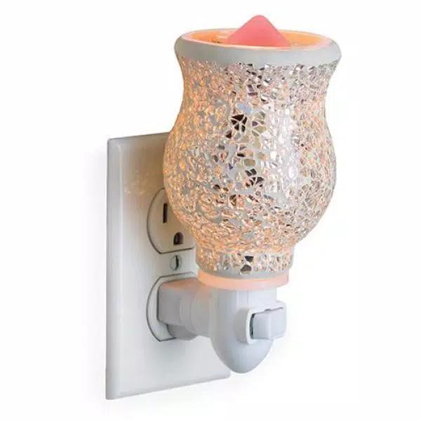 Candle Warmers Etc Reflection 5.7 in. Pluggable Fragrance Warmer - Silver Glass Mosaic