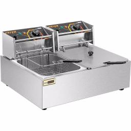 VIVOHOME 20.7 Qt. Stainless Steel Dual Basin Electric Deep Fryer, 5000W with 2 Removable Baskets thumbnail 1