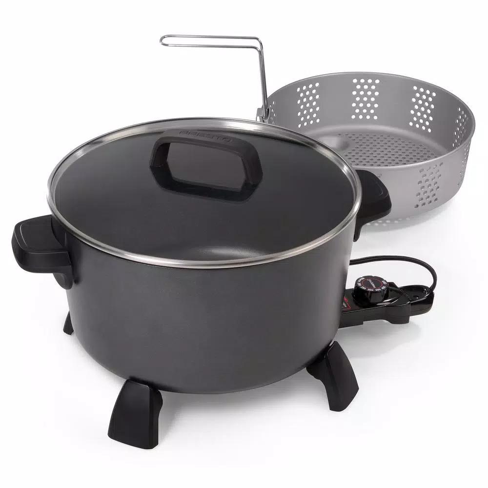 Presto 10 Qt. Black Kitchen Kettle XL Multi-Cooker and Deep Fryer with Tempered Glass Cover